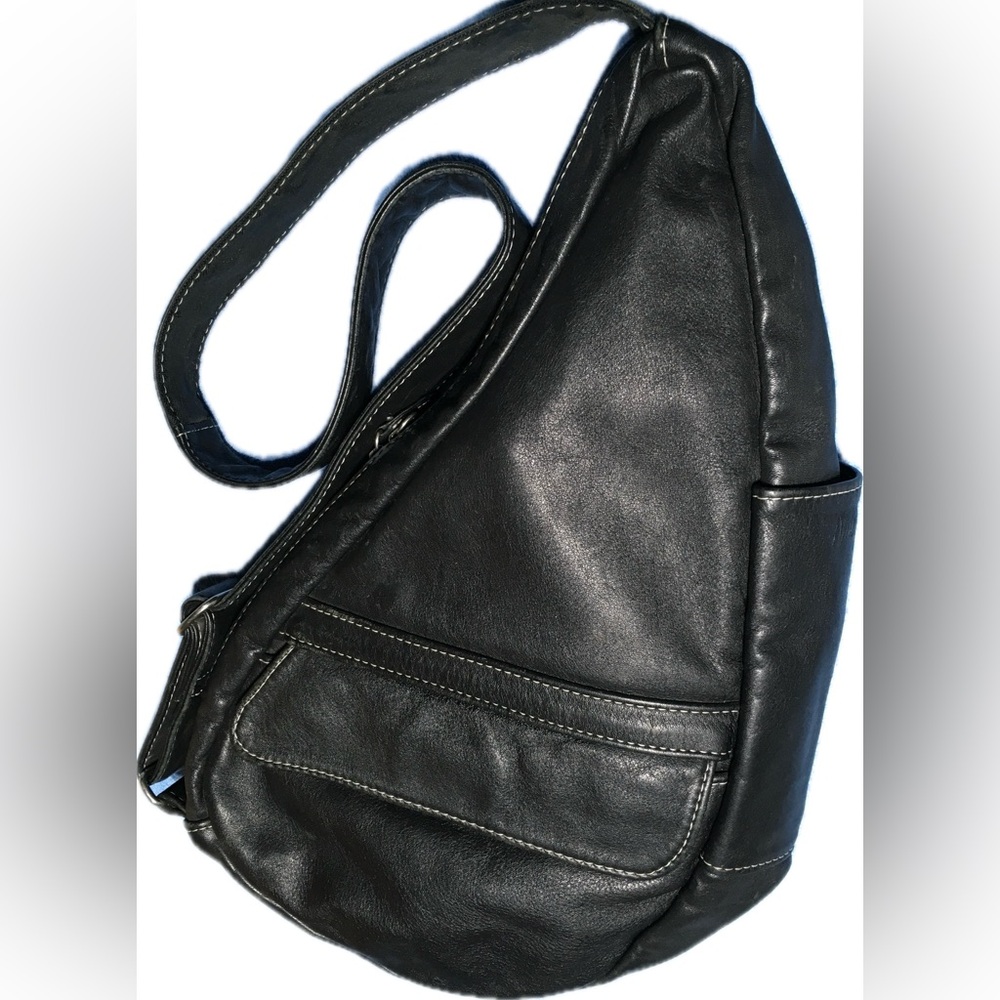 AmeriBag Healthy Back Black Leather Slingback Bag USA